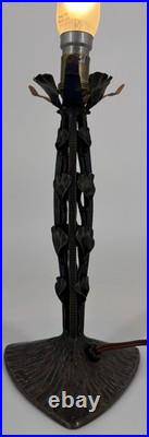 Art Deco Wrought Iron Lamp Henry Fournier HF Ginkgo Biloba Foot Lamp 1930