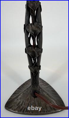 Art Deco Wrought Iron Lamp Henry Fournier HF Ginkgo Biloba Foot Lamp 1930