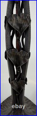 Art Deco Wrought Iron Lamp Henry Fournier HF Ginkgo Biloba Foot Lamp 1930