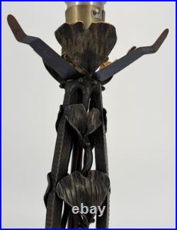 Art Deco Wrought Iron Lamp Henry Fournier HF Ginkgo Biloba Foot Lamp 1930