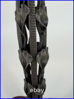 Art Deco Wrought Iron Lamp Henry Fournier HF Ginkgo Biloba Foot Lamp 1930