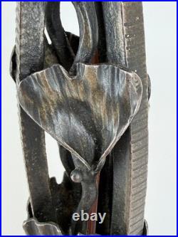 Art Deco Wrought Iron Lamp Henry Fournier HF Ginkgo Biloba Foot Lamp 1930