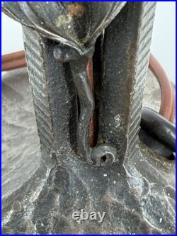 Art Deco Wrought Iron Lamp Henry Fournier HF Ginkgo Biloba Foot Lamp 1930
