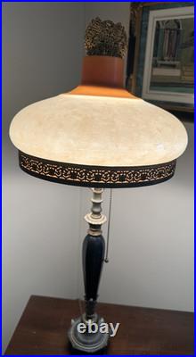 Art Deco black Swedish Strindberg Alabaster glass shade Table Lamp 1920-1930