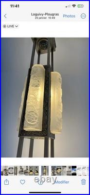 Art Deco chandelier signed DEGUÉ lamp sconce