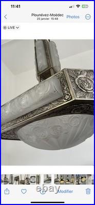 Art Deco chandelier signed DEGUÉ lamp sconce