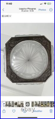 Art Deco chandelier signed DEGUÉ lamp sconce