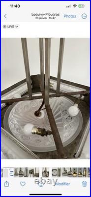 Art Deco chandelier signed DEGUÉ lamp sconce