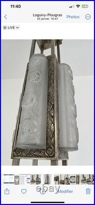 Art Deco chandelier signed DEGUÉ lamp sconce