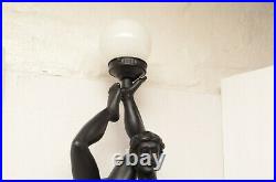 Art Deco nouveau style Acrobat nude male table lamp Black resin LG figural light