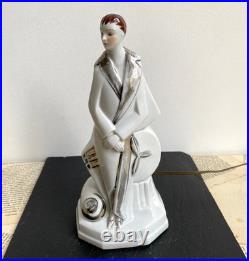 Art Deco porcelain night light Woman with short hair Perfume burner 1930 Art Deco porcelain night light Woman with short hair Perfume burner 1930