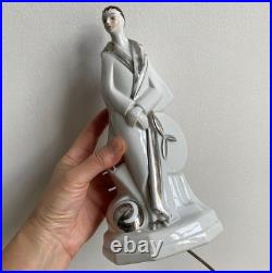 Art Deco porcelain night light Woman with short hair Perfume burner 1930
