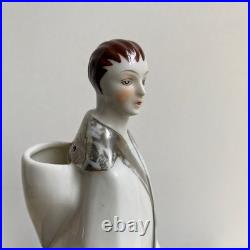 Art Deco porcelain night light Woman with short hair Perfume burner 1930