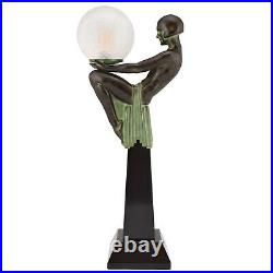 Art Deco style lamp Enigme seated nude with globe Max Le Verrier Foundry mark