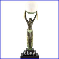 Art Deco style lamp lady with ball VERITE Fayral, Pierre Le Faguays