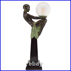 Art Deco style lamp nude holding a globe ENIGME Max Le Verrier
