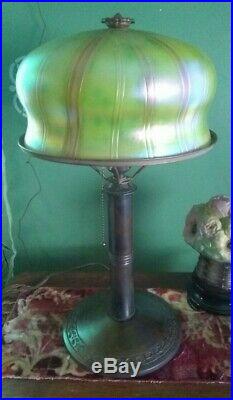 Art Glass table lamp B&H base Handel Tiffany Arts Crafts Art Deco era