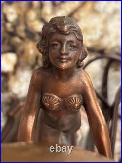 Art Nouveau Amber Brain Glass Globe Shade 2 Dancing Lady Lamp Vintage Art Deco