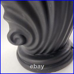Art Nouveau Deco Black Clam Shell Lamp w Rotating Naked Color Changing Statue