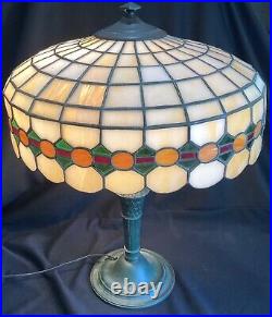 Art Nouveau Deco Lamp Base ONLY Signed Bradley & Hubbard No Leaded Stained Shade