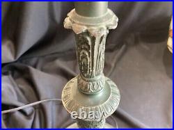 Art Nouveau Deco Lamp Base ONLY Signed Bradley & Hubbard No Leaded Stained Shade