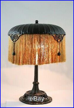 Art Nouveau Deco Table Lamp, wrought iron / fer forge, Edgar Brandt Paul Kiss