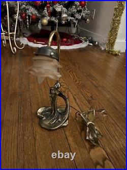 Art Nouveau Lamps By SARSAPARILLA Deco Designs Figural Lady Lily pad Base Works