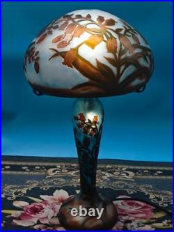 Art Nouveau Style Emile Galle Blown glass Desk lamp light US Duty Free