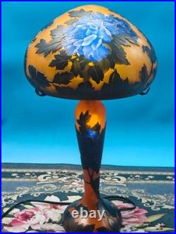 Art Nouveau Style Emile Galle Blown glass Desk lamp light US Duty Free