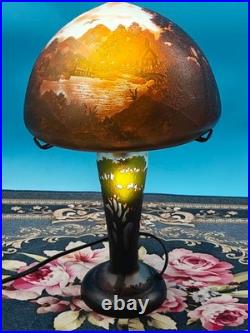 Art Nouveau Style Emile Galle Blown glass Desk lamp light US Duty Free