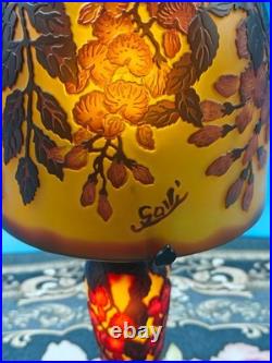 Art Nouveau Style Emile Galle Blown glass Desk lamp light US Duty Free