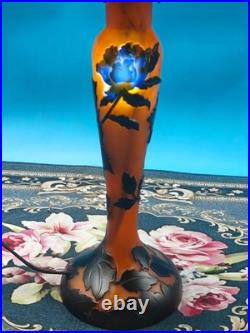 Art Nouveau Style Emile Galle Blown glass Desk lamp light US Duty Free