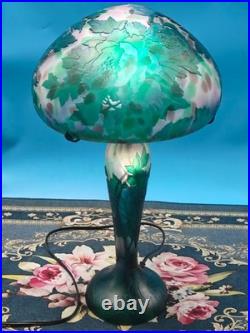 Art Nouveau Style Emile Galle Blown glass Desk lamp light US Duty Free
