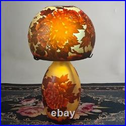 Art Nouveau Style Emile Galle Colored glass Desk lamp lightp peony Duty Free