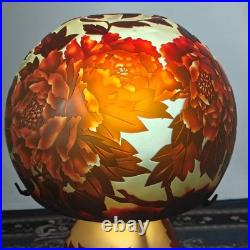 Art Nouveau Style Emile Galle Colored glass Desk lamp lightp peony Duty Free