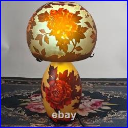 Art Nouveau Style Emile Galle Colored glass Desk lamp lightp peony Duty Free