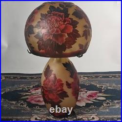 Art Nouveau Style Emile Galle Colored glass Desk lamp lightp peony Duty Free