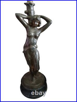 Art Nouveau Table Lamp Metal Brass Bronze Art Deco