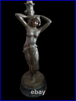 Art Nouveau Table Lamp Metal Brass Bronze Art Deco