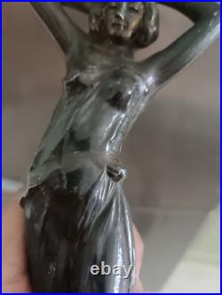 Art Nouveau Table Lamp Metal Brass Bronze Art Deco