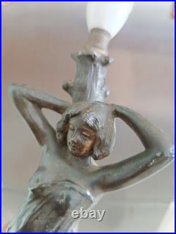 Art Nouveau Table Lamp Metal Brass Bronze Art Deco