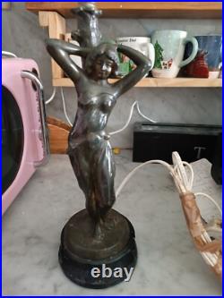 Art Nouveau Table Lamp Metal Brass Bronze Art Deco