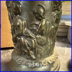Art deco Green Crackle Glass Globe Table Lamps Figural Bases Antique Bronze 2