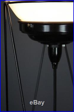 Art deco black floor lamp stand and original 1950's shade table lighting wire