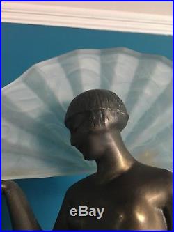 Art deco lady lamp bronze Not Resin