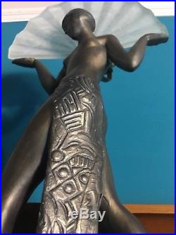 Art deco lady lamp bronze Not Resin