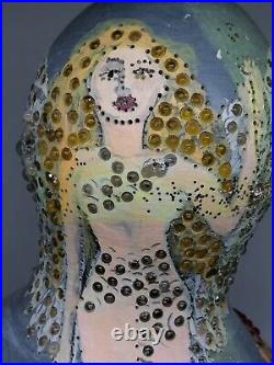 Art deco lamp shade divine defense by Me #art #painting #acrylic #beading