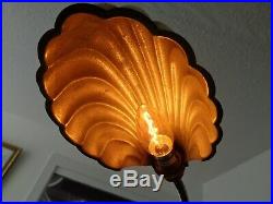 Art deco scallop shade lamp