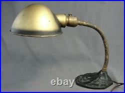Authentic Faries Art Deco Iron Brass Gooseneck Table Task Lamp Working Condition