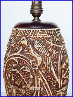 Base Lamp Terracotta Weathered Pattern Colonial Jungle Animals Art-Déco 1930